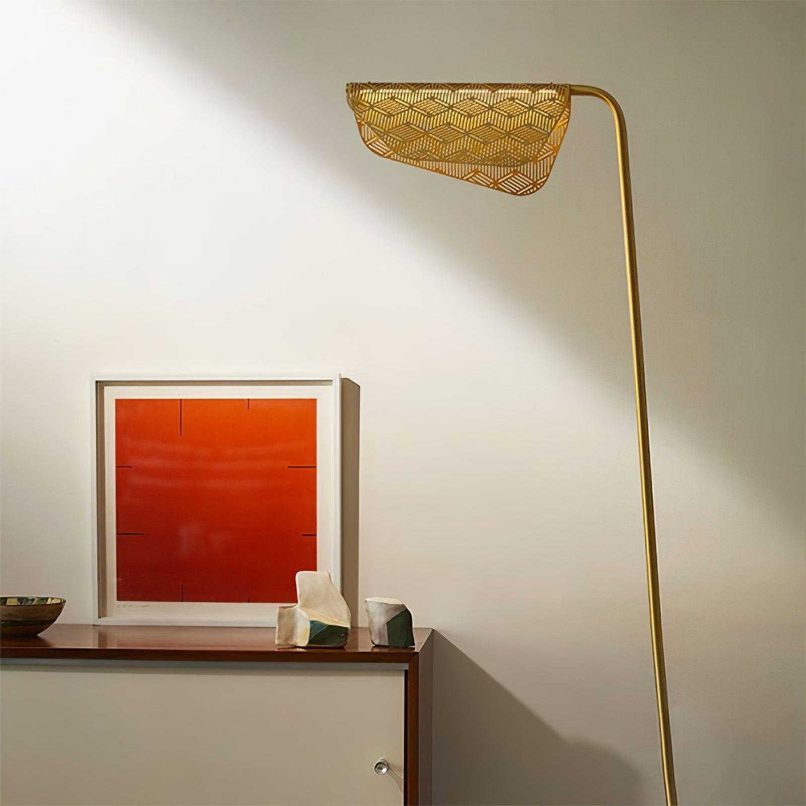 Modern Mediterranea Perforated Gold Metal LED Floor Lamp for Reading and Interior Lighting