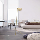 Modern Mediterranea Perforated Gold Metal LED Floor Lamp for Reading and Interior Lighting