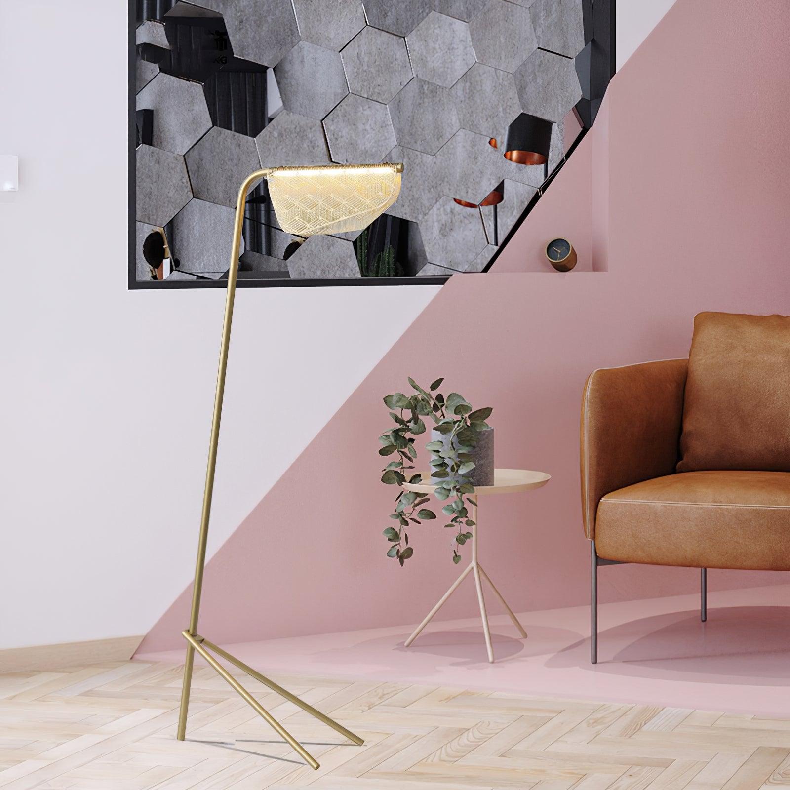 Modern Mediterranea Perforated Gold Metal LED Floor Lamp for Reading and Interior Lighting