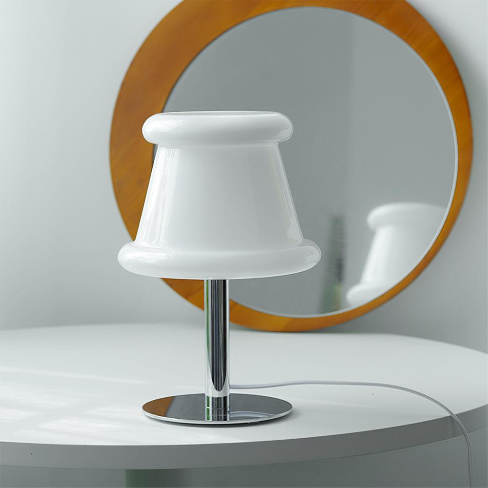 Contemporary Glass Globe Table Lamp with Chrome Base for Living Room and Desk