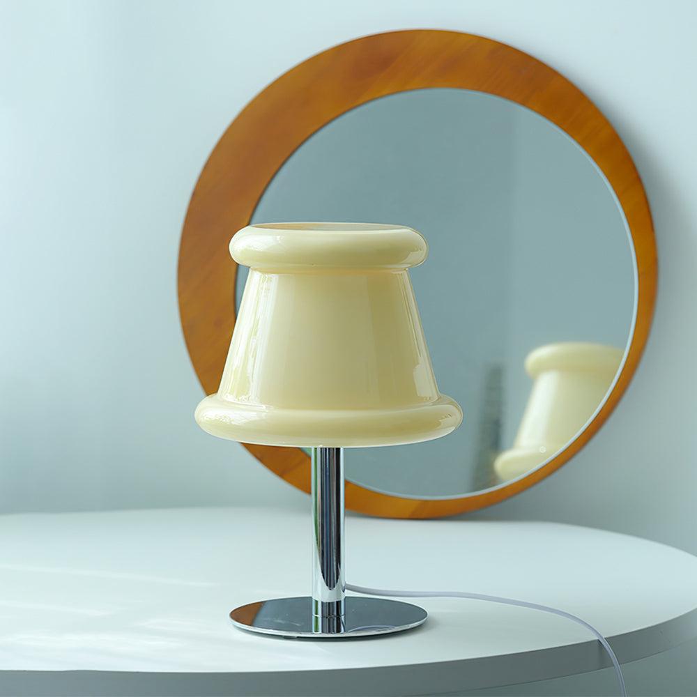 Contemporary Glass Globe Table Lamp with Chrome Base for Living Room and Desk