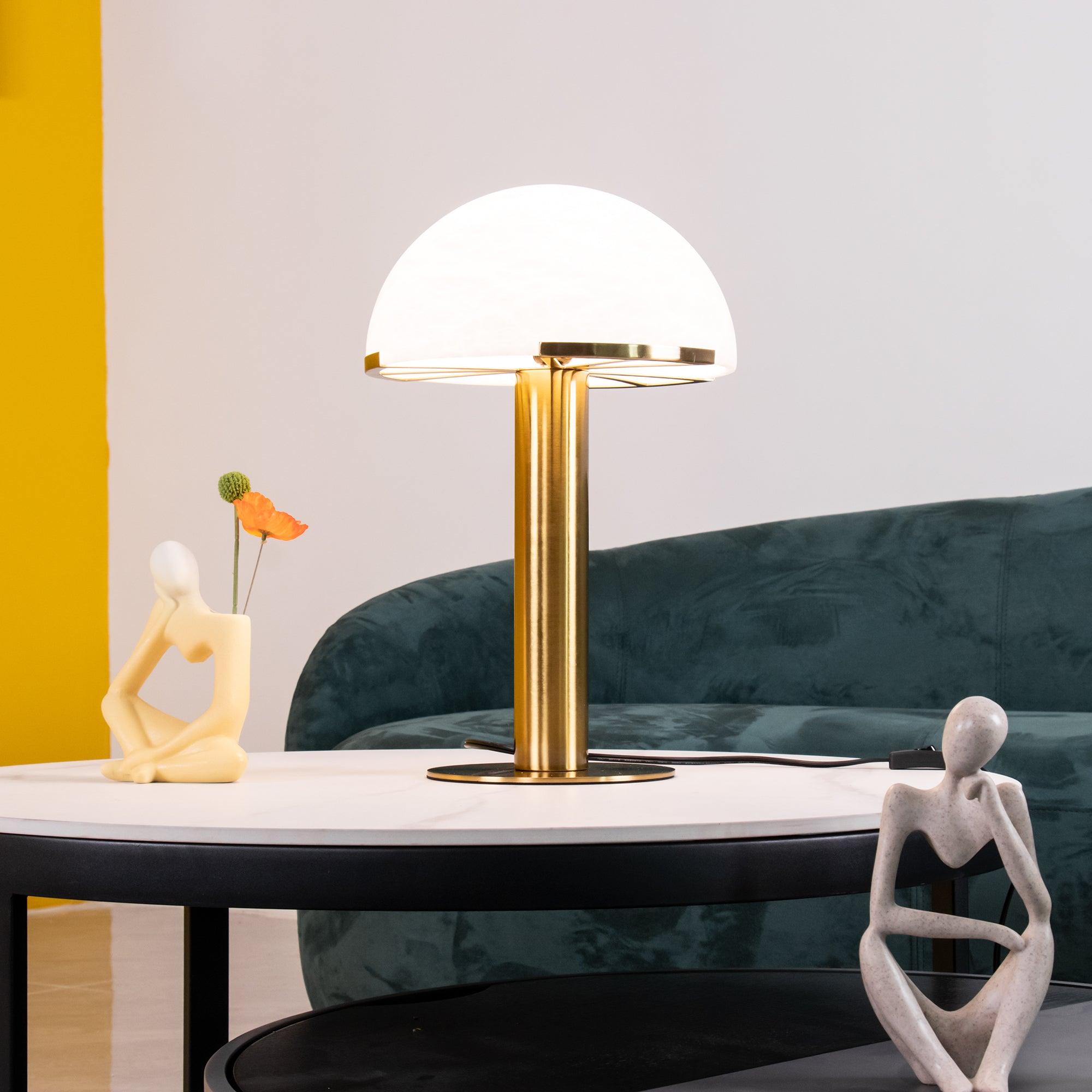 Contemporary Alabaster Stone Table Lamp with Bronze Finish for Luxury Bedroom and Office Lighting