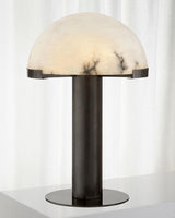 Contemporary Alabaster Stone Table Lamp with Bronze Finish for Luxury Bedroom and Office Lighting