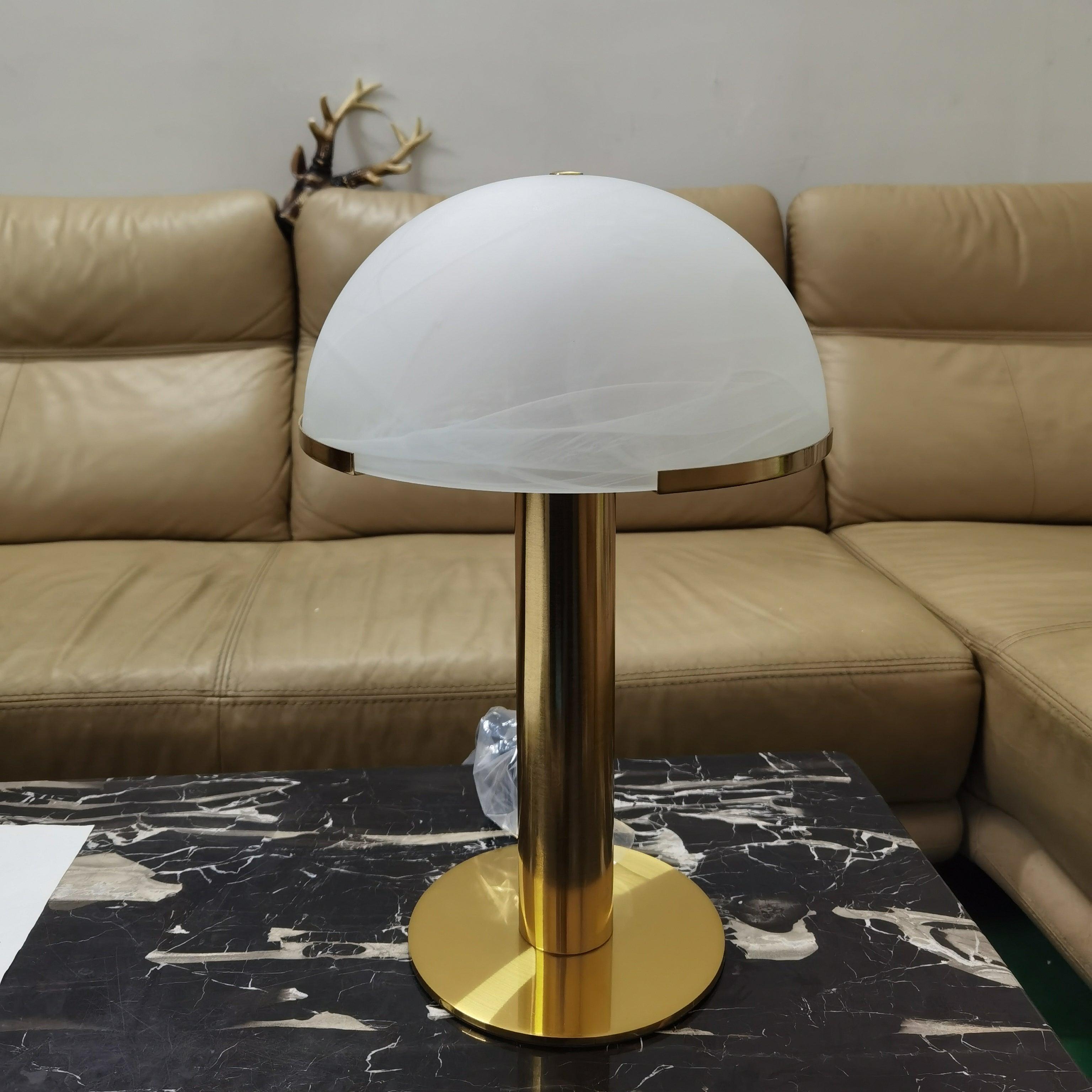 Contemporary Alabaster Stone Table Lamp with Bronze Finish for Luxury Bedroom and Office Lighting