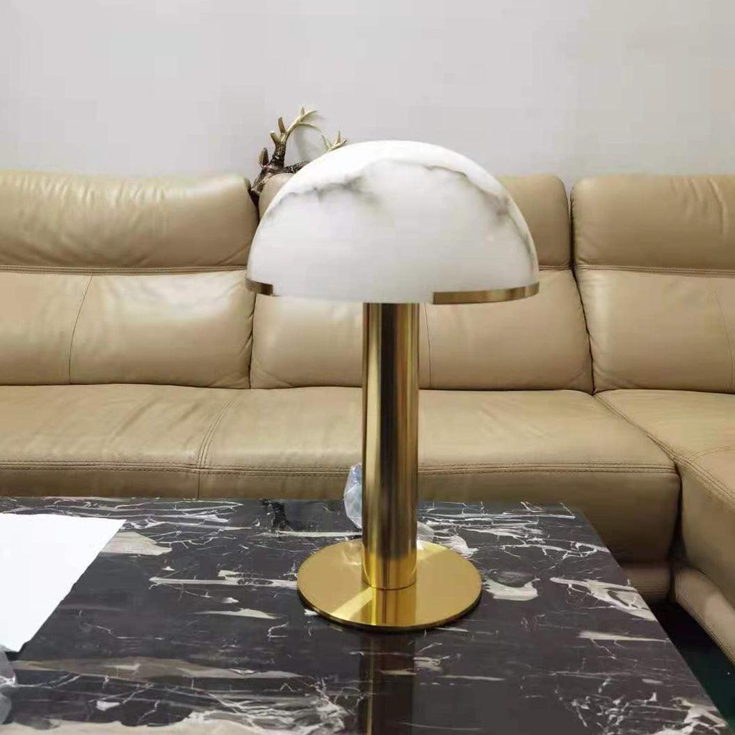Contemporary Alabaster Stone Table Lamp with Bronze Finish for Luxury Bedroom and Office Lighting