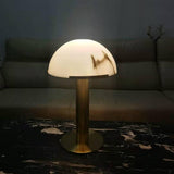 Contemporary Alabaster Stone Table Lamp with Bronze Finish for Luxury Bedroom and Office Lighting