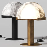 Contemporary Alabaster Stone Table Lamp with Bronze Finish for Luxury Bedroom and Office Lighting