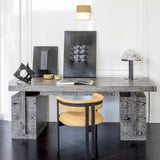 Contemporary Alabaster Stone Table Lamp with Bronze Finish for Luxury Bedroom and Office Lighting