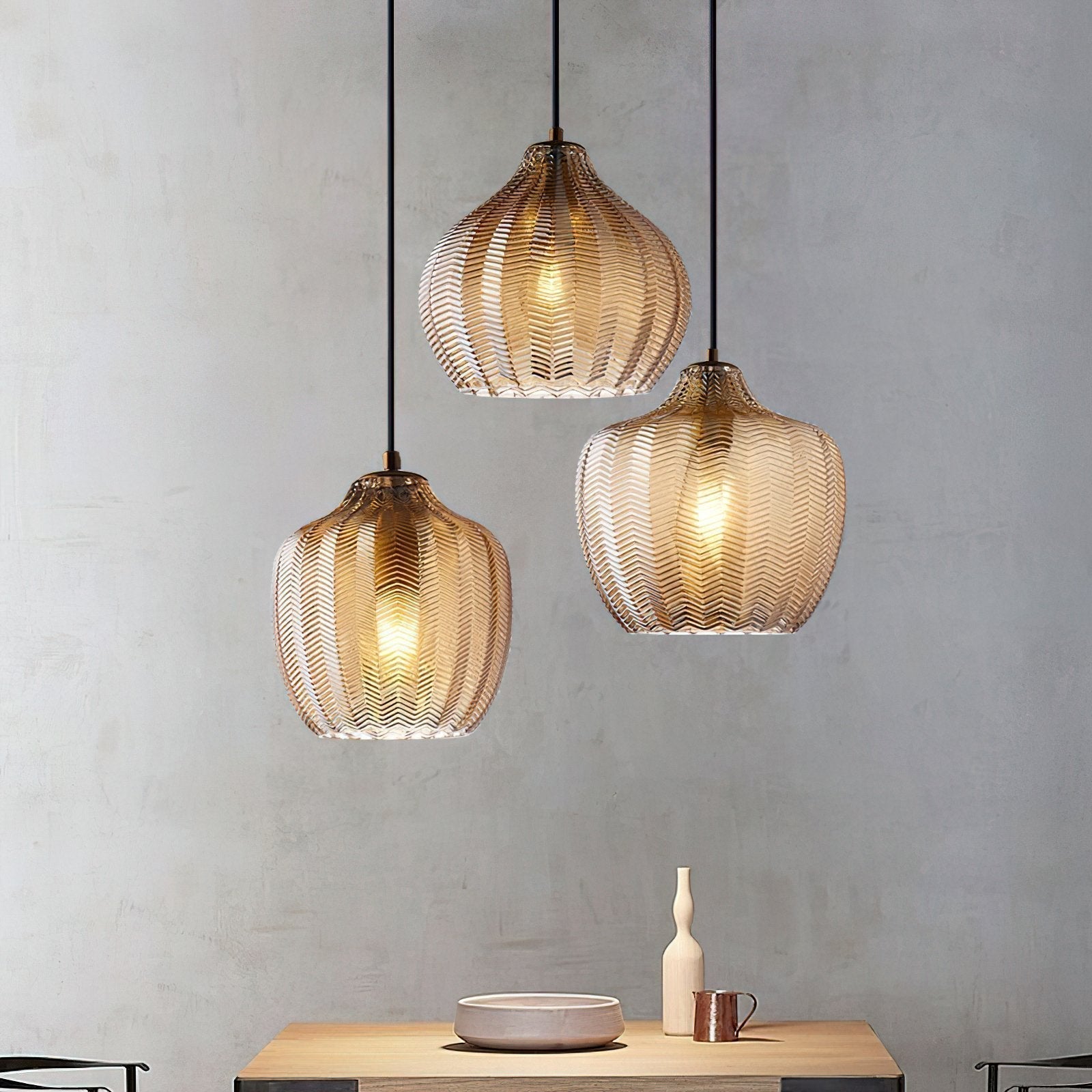 modern-ribbed-glass-pendant-light-with-melon-shade-for-dining-room