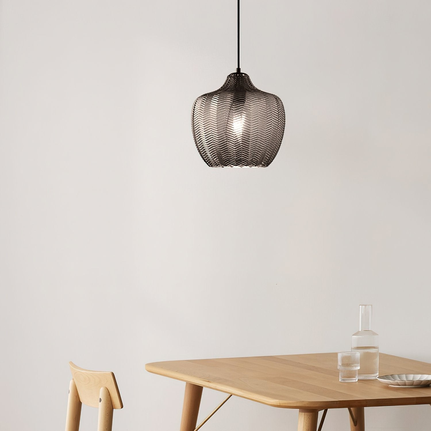 modern-ribbed-glass-pendant-light-with-melon-shade-for-dining-room