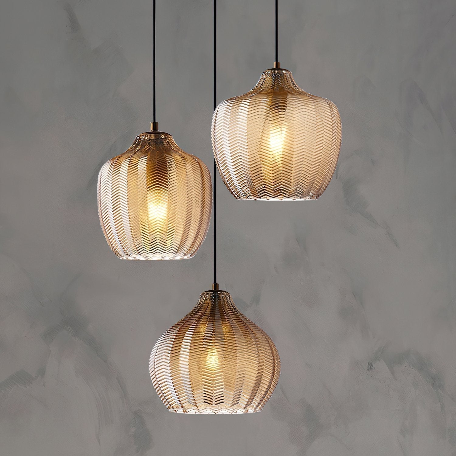 modern-ribbed-glass-pendant-light-with-melon-shade-for-dining-room