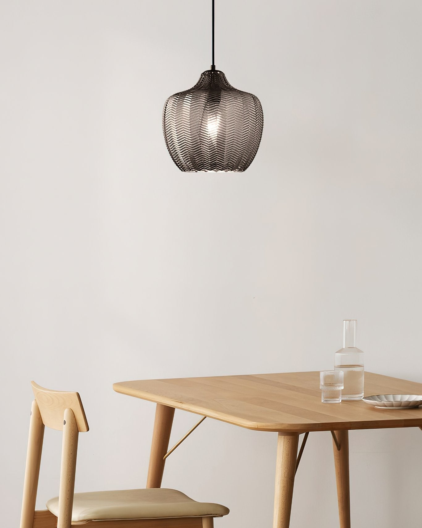 modern-ribbed-glass-pendant-light-with-melon-shade-for-dining-room