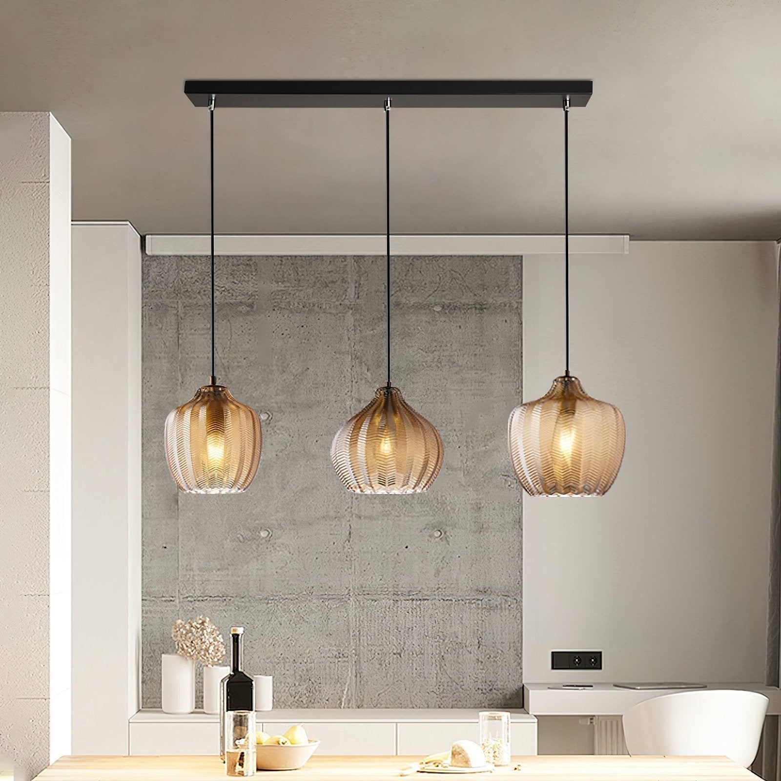 modern-ribbed-glass-pendant-light-with-melon-shade-for-dining-room