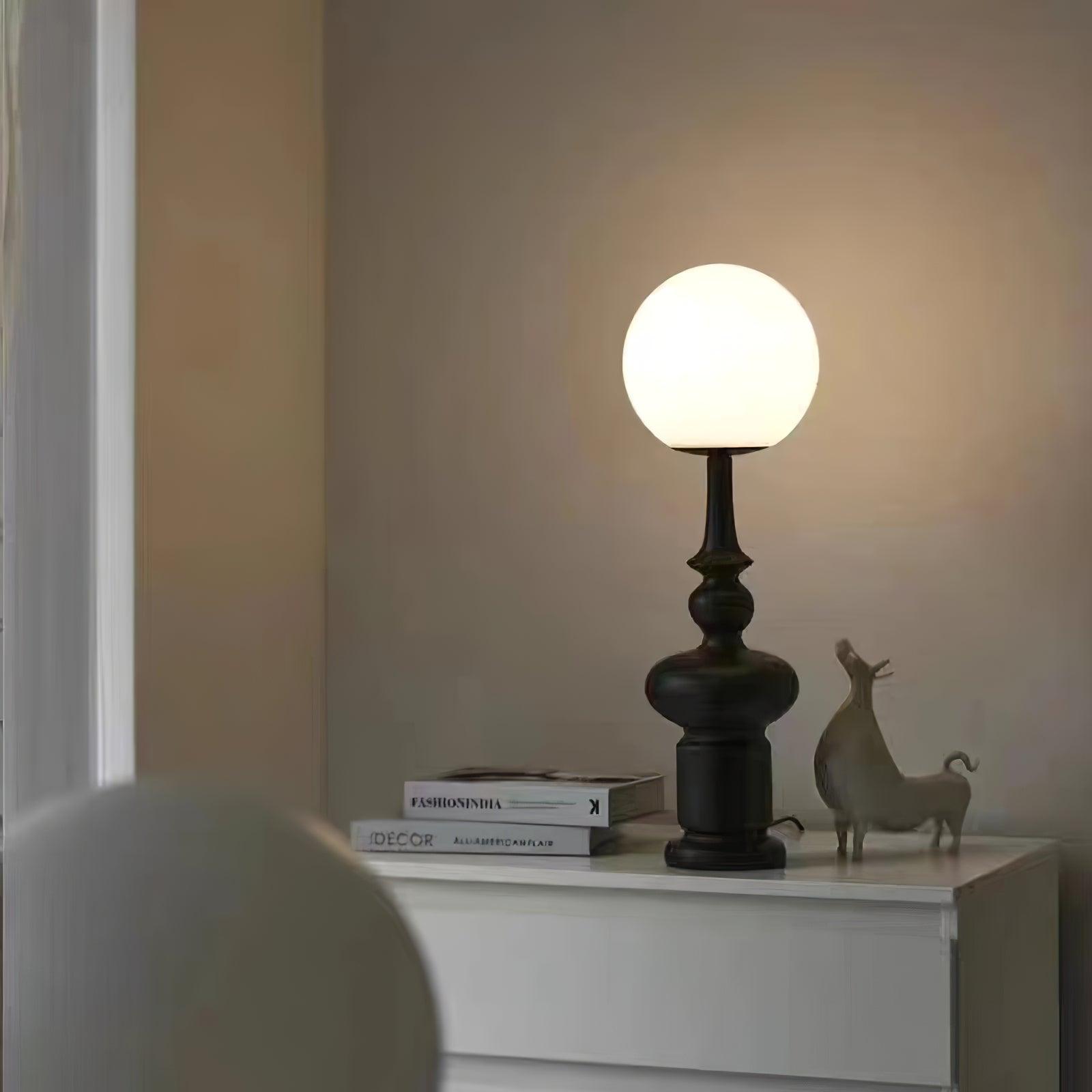 Architectural Roman Column Accent Lamp Elegant Resin and Glass Table Light