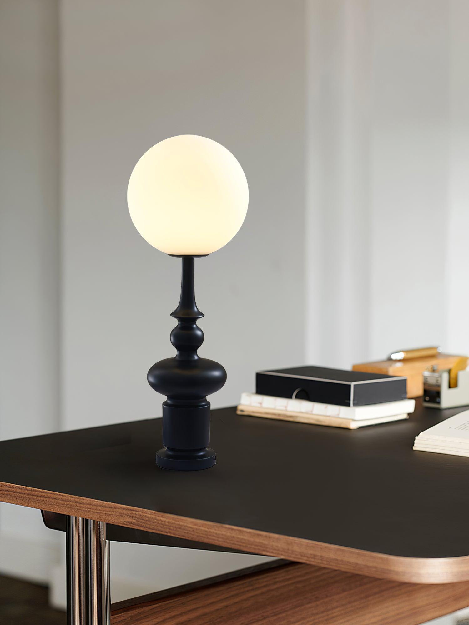 Architectural Roman Column Accent Lamp Elegant Resin and Glass Table Light