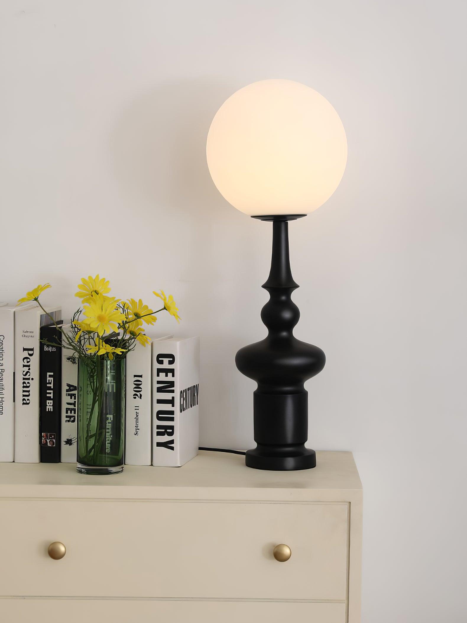Architectural Roman Column Accent Lamp Elegant Resin and Glass Table Light