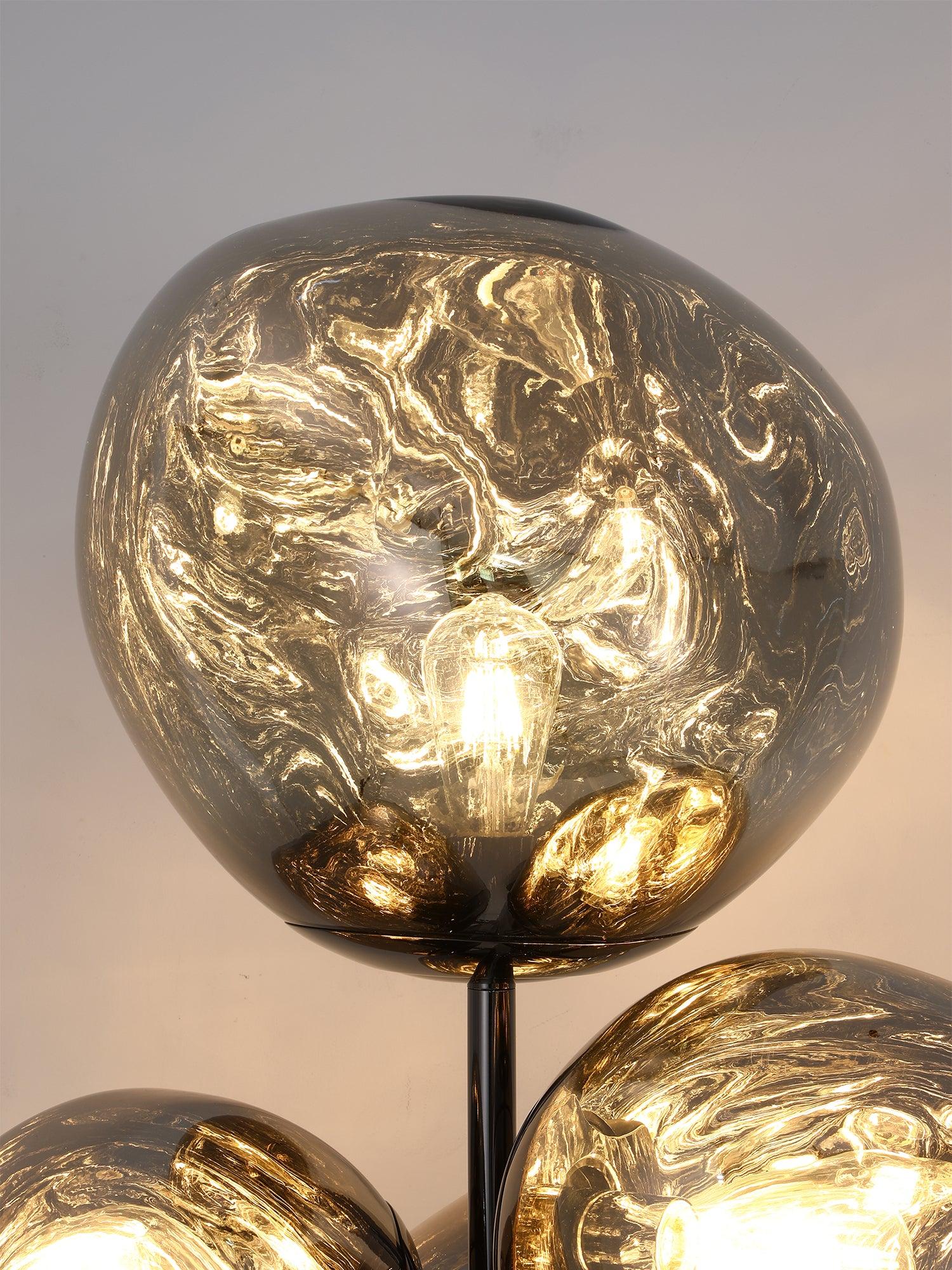 Decorative Melting Glass Column Floor Lamp Standing Light with Marble Base
