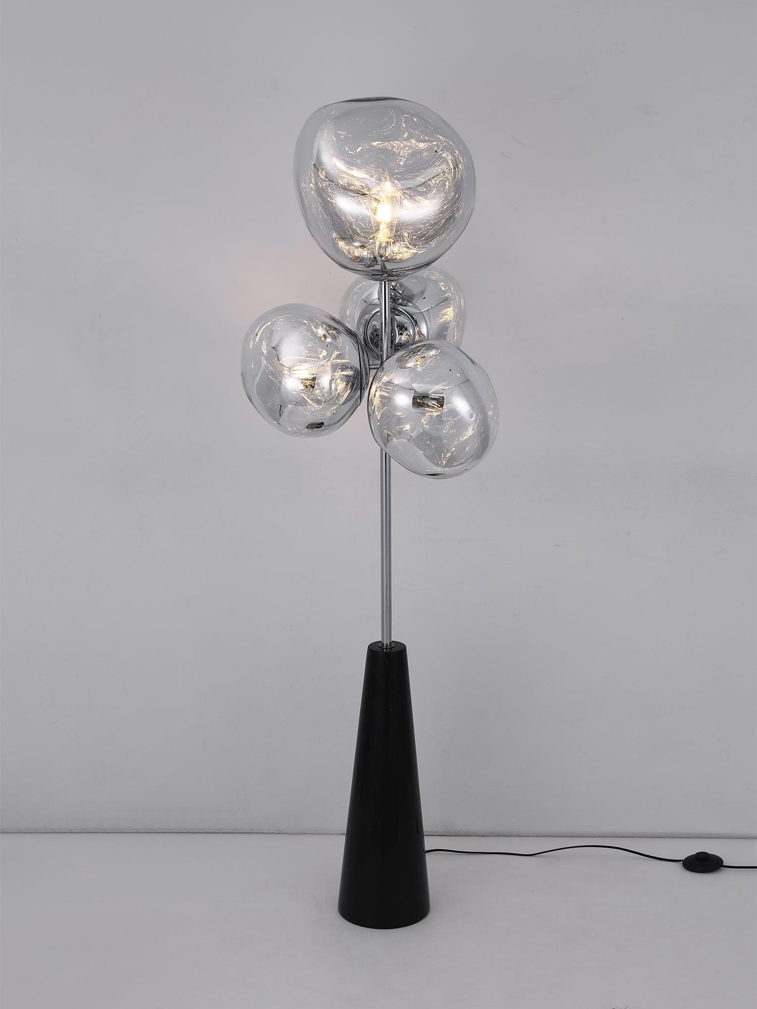 Decorative Melting Glass Column Floor Lamp Standing Light with Marble Base