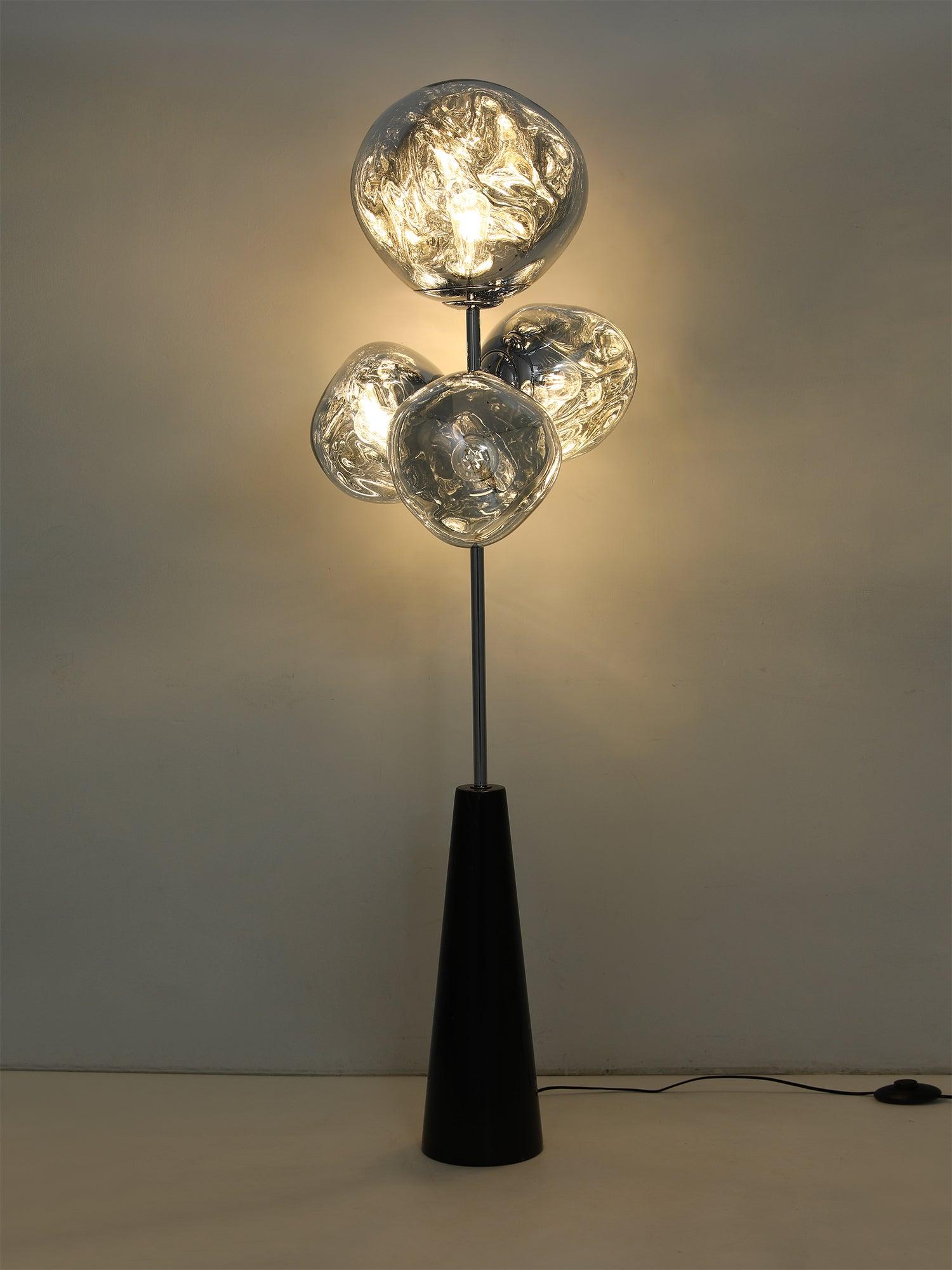 Decorative Melting Glass Column Floor Lamp Standing Light with Marble Base