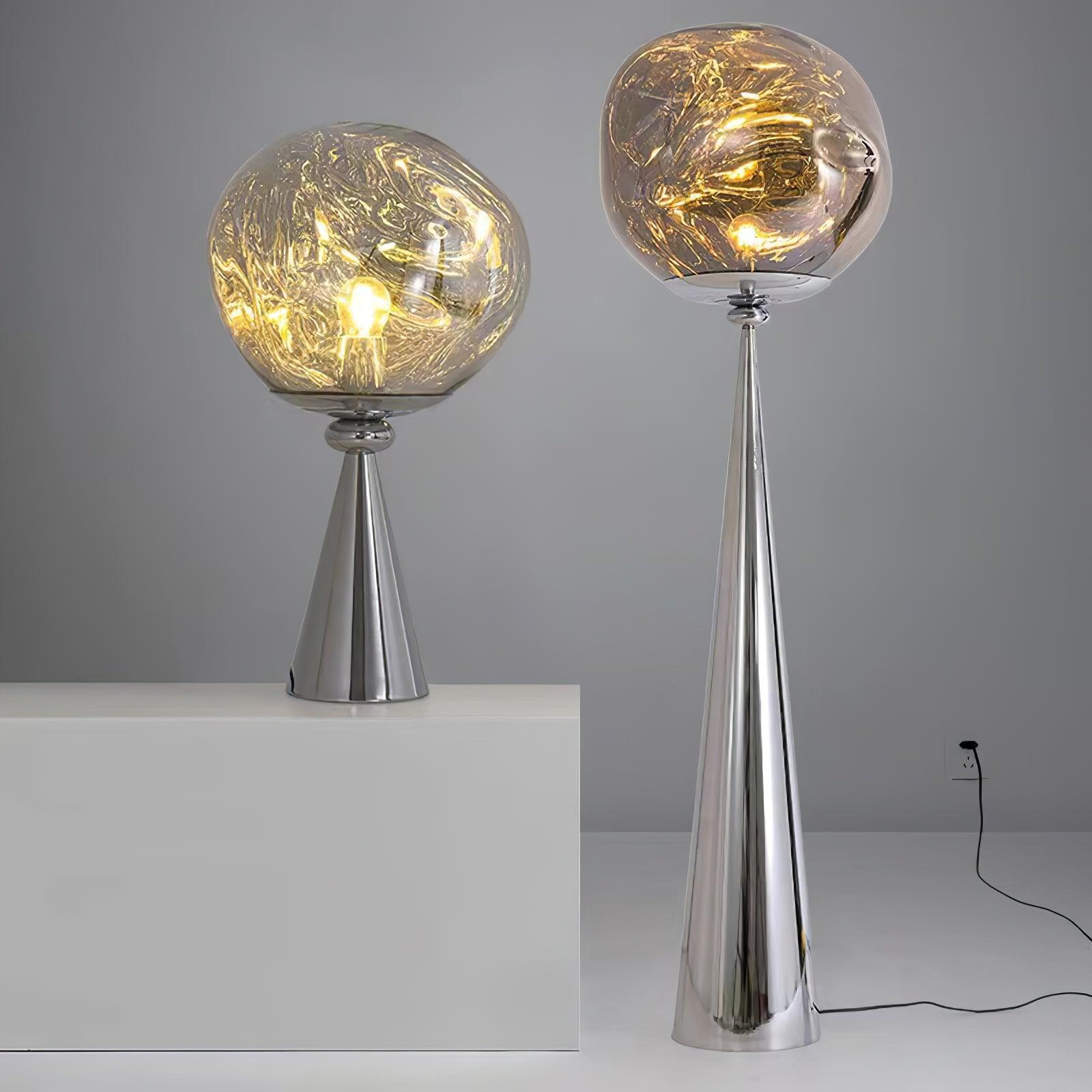 Modern Melt Glass Cone Floor Lamp Tall Decorative Standing Light