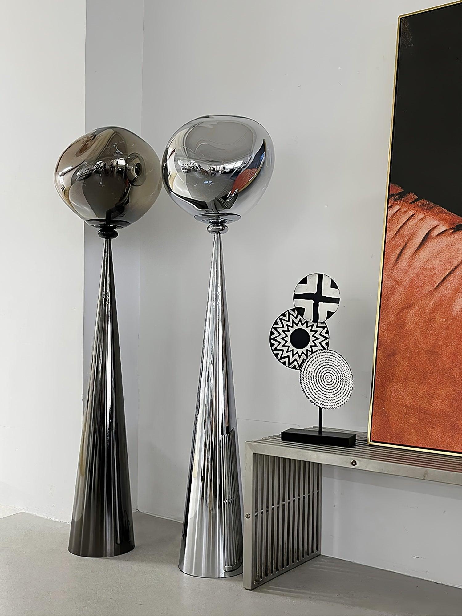 Modern Melt Glass Cone Floor Lamp Tall Decorative Standing Light