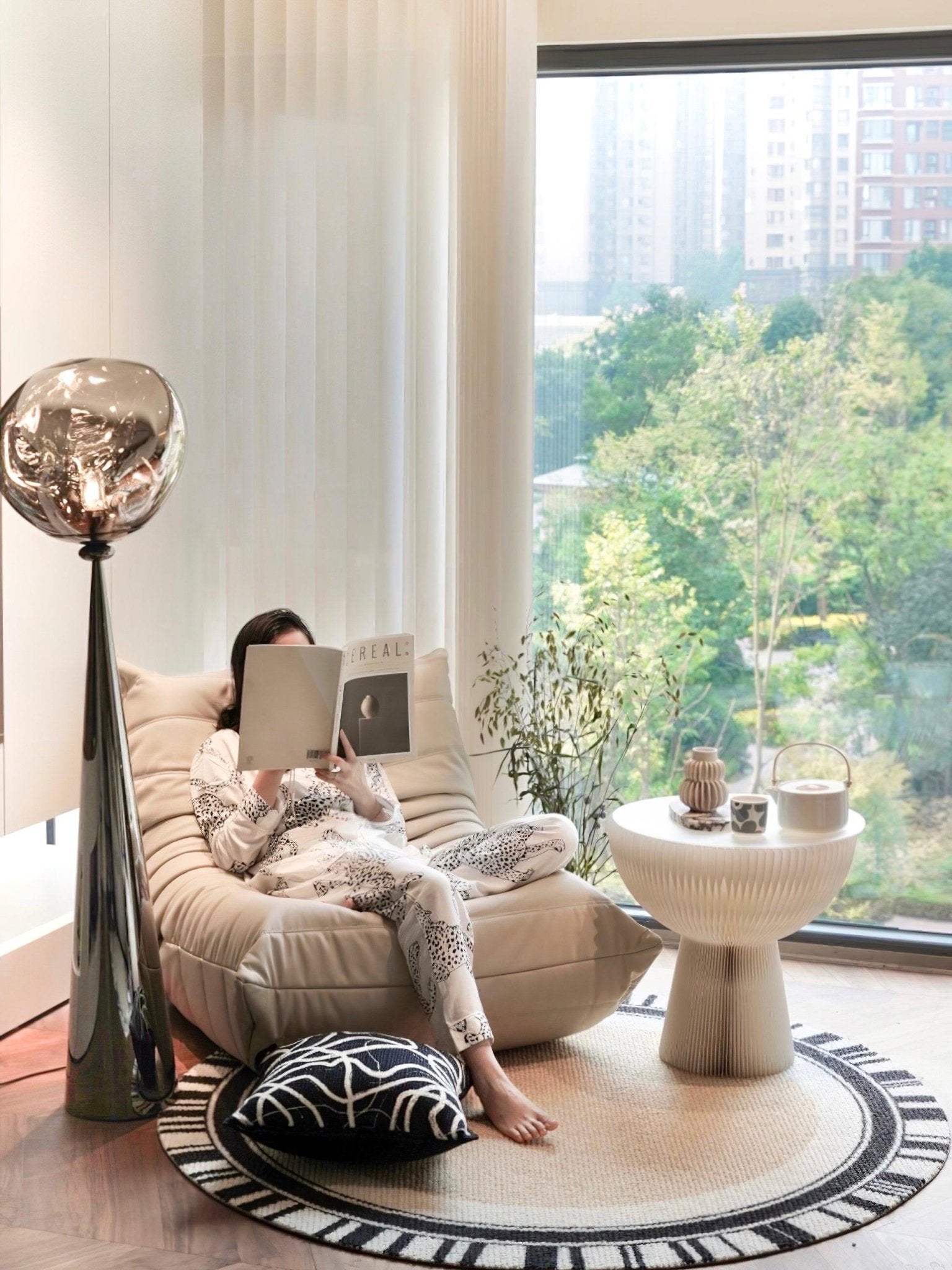 Modern Melt Glass Cone Floor Lamp Tall Decorative Standing Light