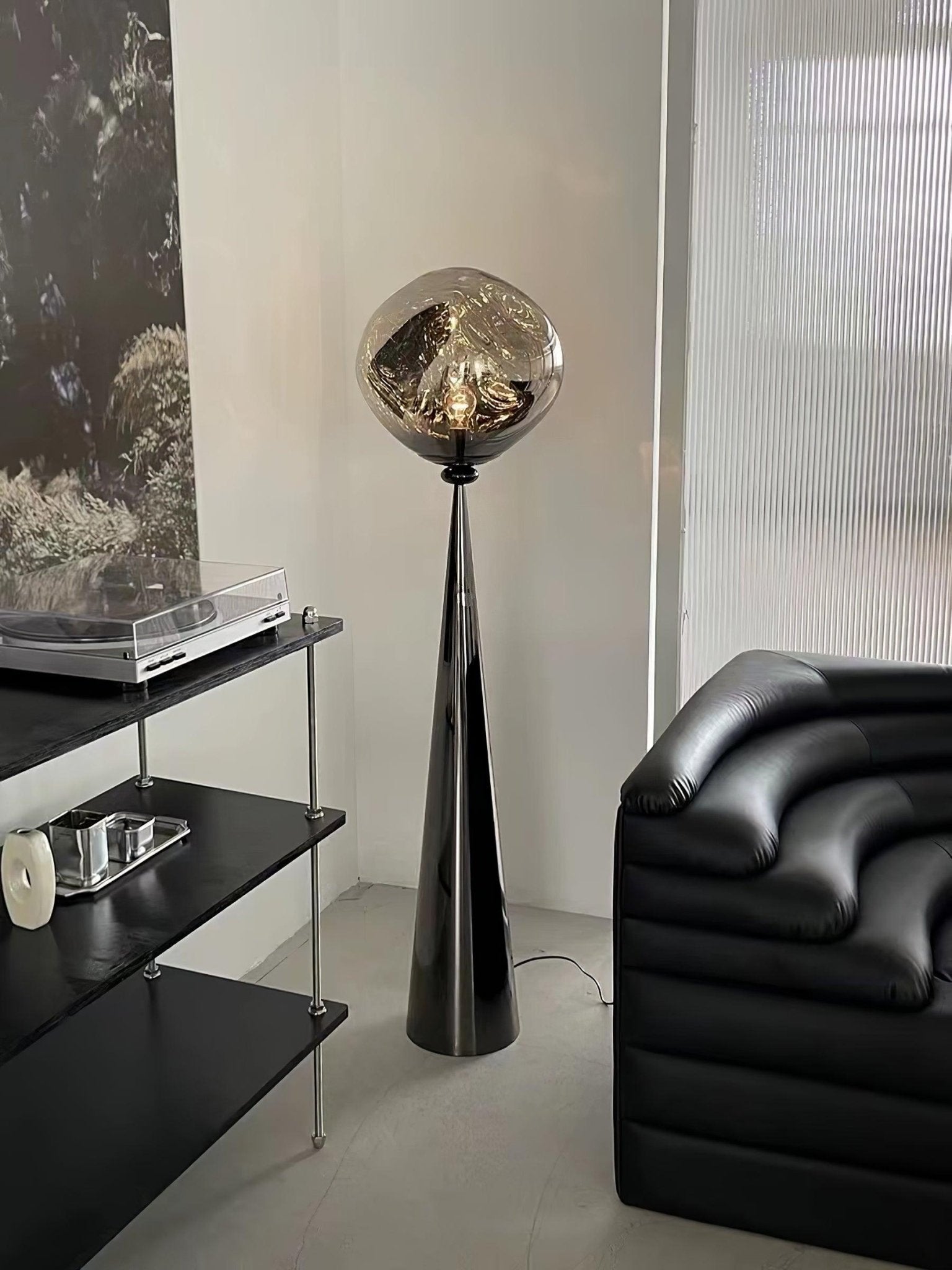 Modern Melt Glass Cone Floor Lamp Tall Decorative Standing Light