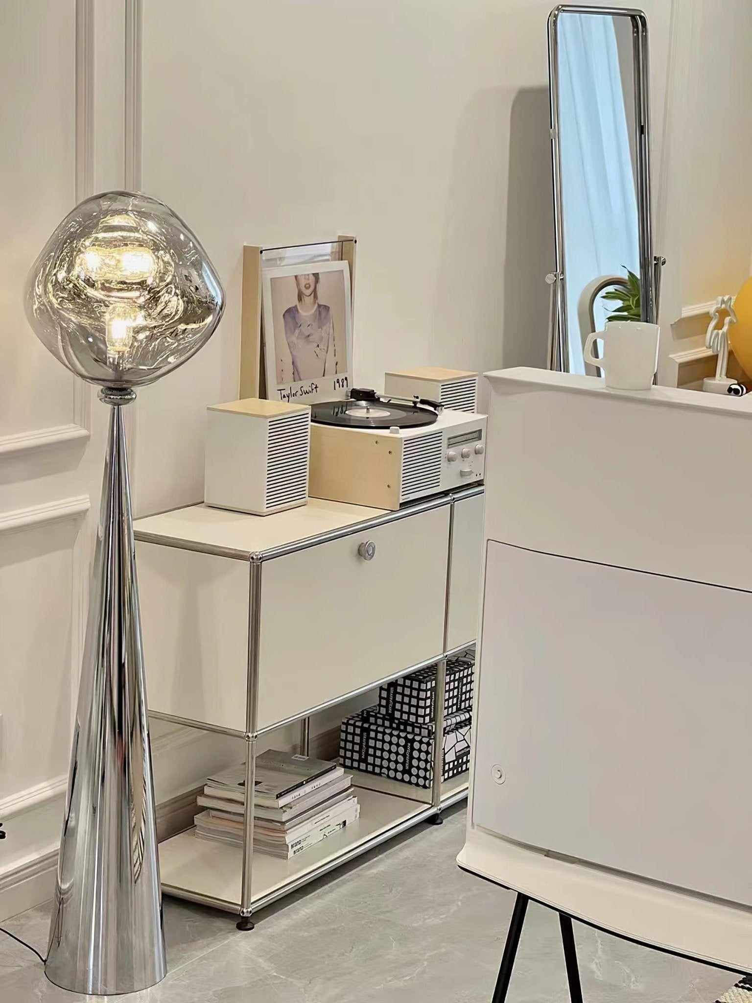 Modern Melt Glass Cone Floor Lamp Tall Decorative Standing Light