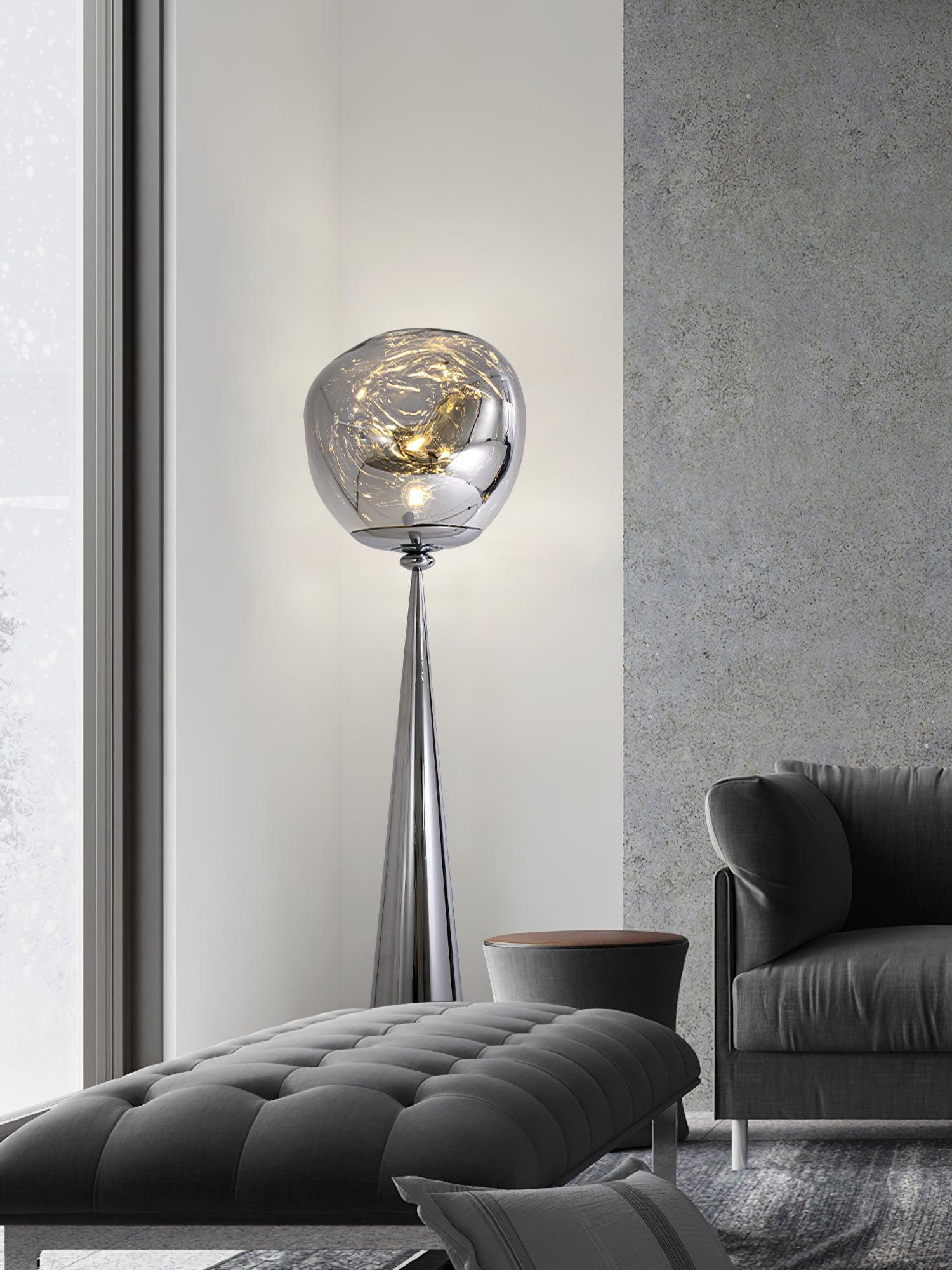 Modern Melt Glass Cone Floor Lamp Tall Decorative Standing Light