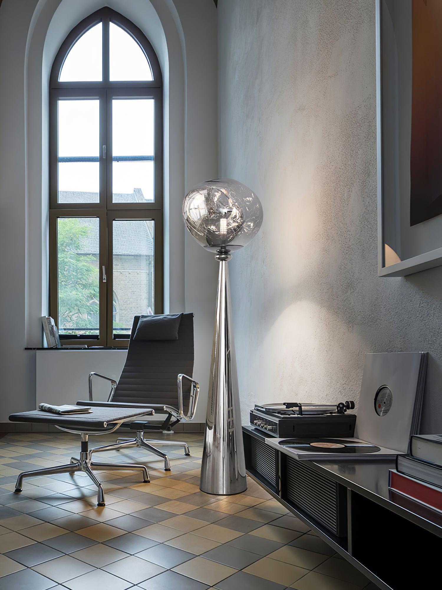 Modern Melt Glass Cone Floor Lamp Tall Decorative Standing Light