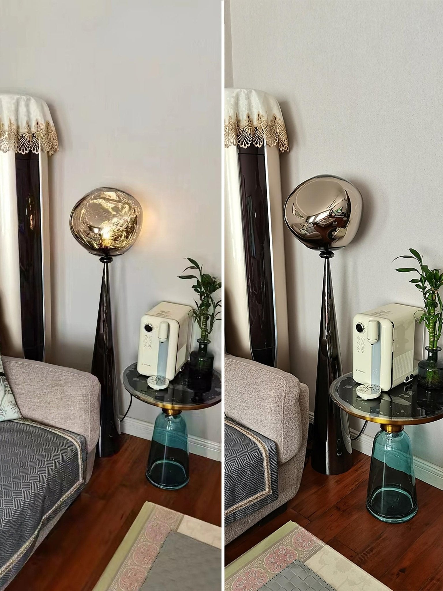 Modern Melt Glass Cone Floor Lamp Tall Decorative Standing Light