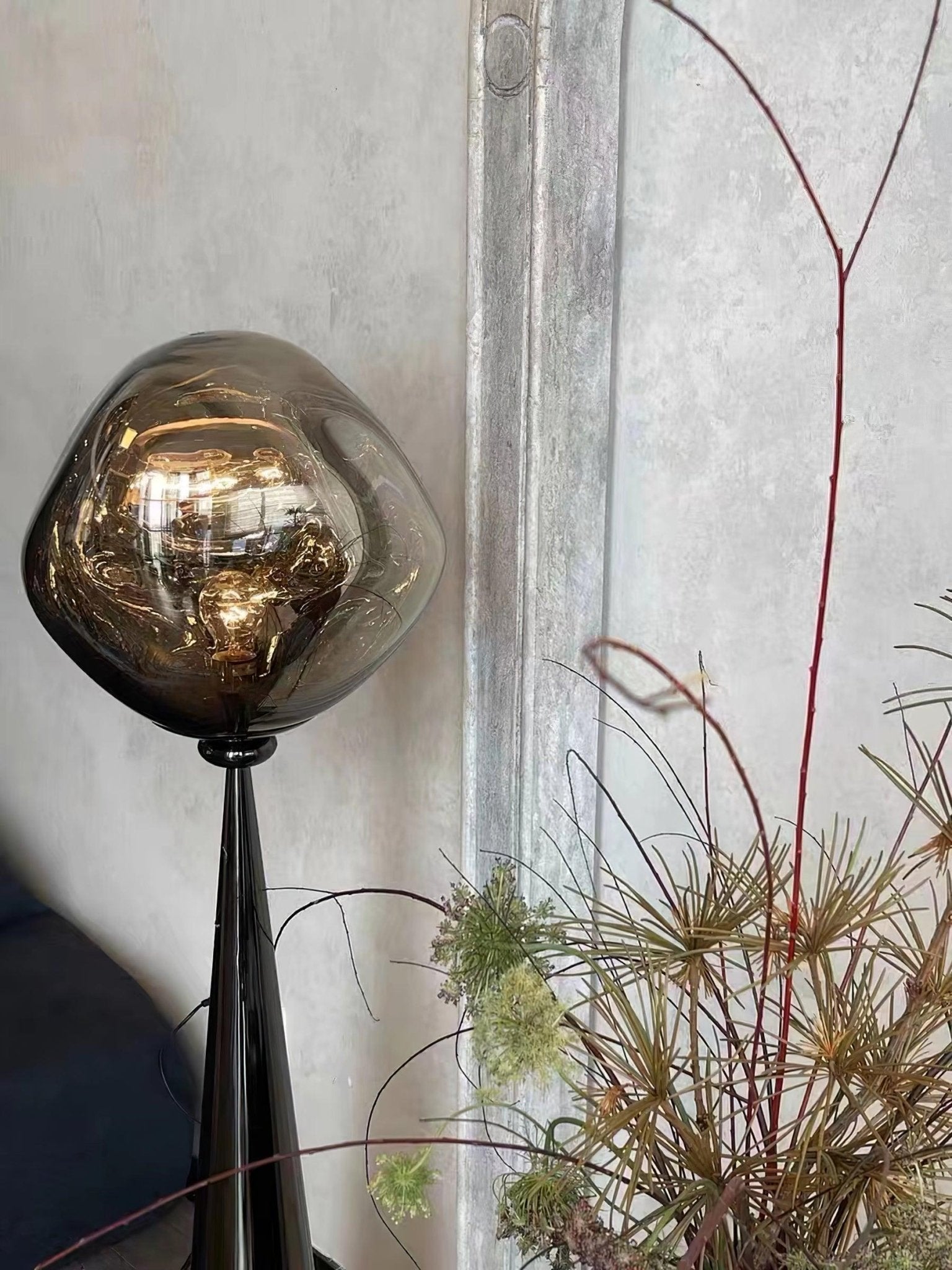 Modern Melt Glass Cone Floor Lamp Tall Decorative Standing Light