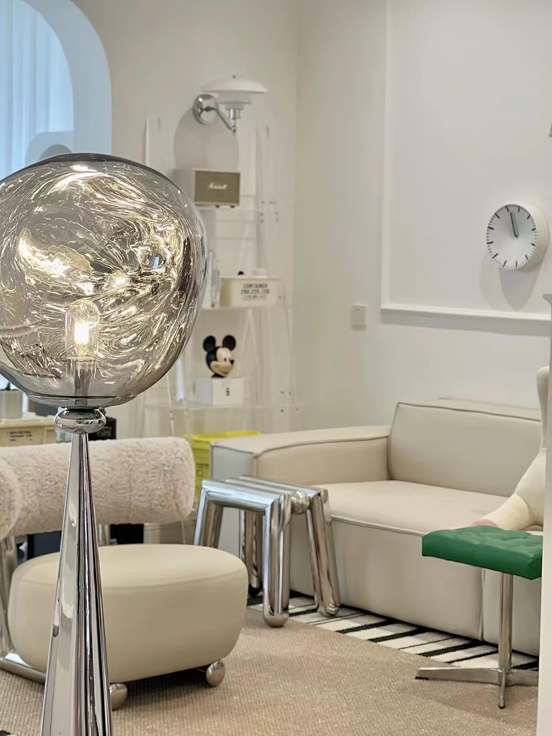Modern Melt Glass Cone Floor Lamp Tall Decorative Standing Light