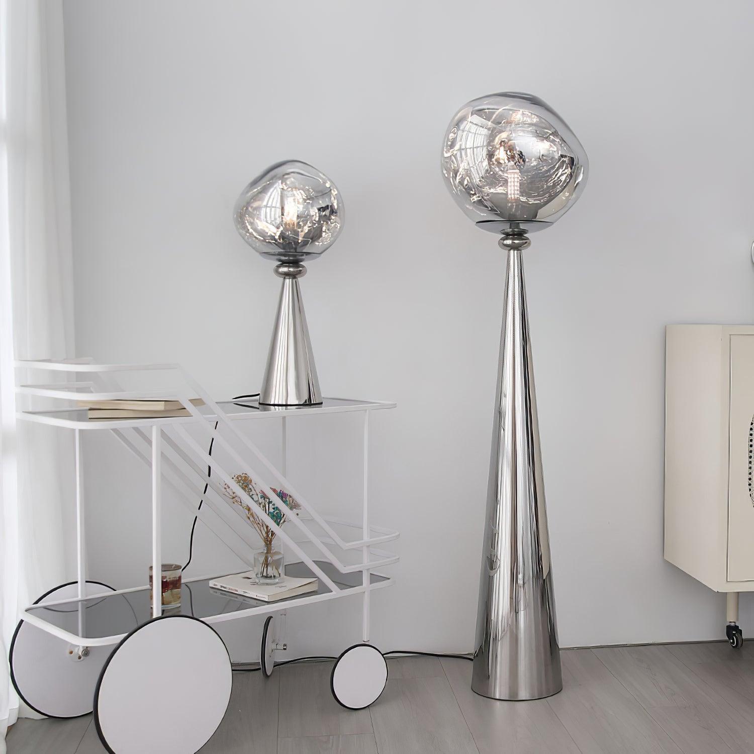 Modern Melt Glass Cone Floor Lamp Tall Decorative Standing Light