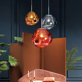 Multi Head Lava Melting Glass Pendant Light Round Ceiling Chandelier for Modern Interiors