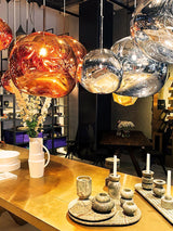 Multi Head Lava Melting Glass Pendant Light Round Ceiling Chandelier for Modern Interiors