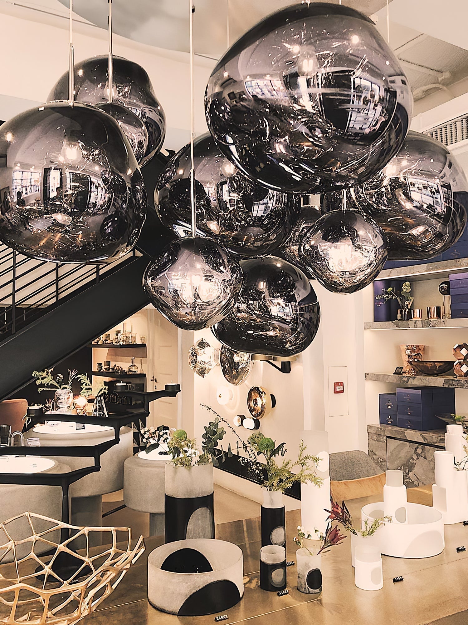Multi Head Lava Melting Glass Pendant Light Round Ceiling Chandelier for Modern Interiors