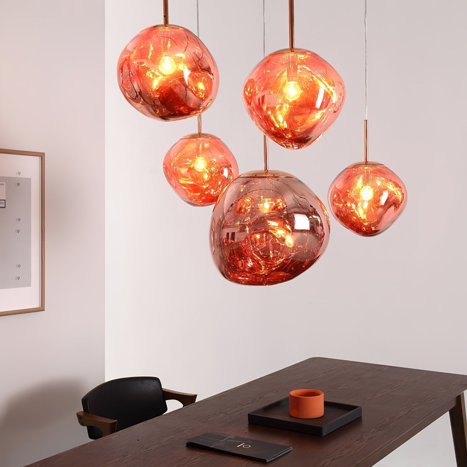 Multi Head Lava Melting Glass Pendant Light Round Ceiling Chandelier for Modern Interiors
