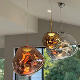 Multi Head Lava Melting Glass Pendant Light Round Ceiling Chandelier for Modern Interiors