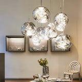 Multi Head Lava Melting Glass Pendant Light Round Ceiling Chandelier for Modern Interiors