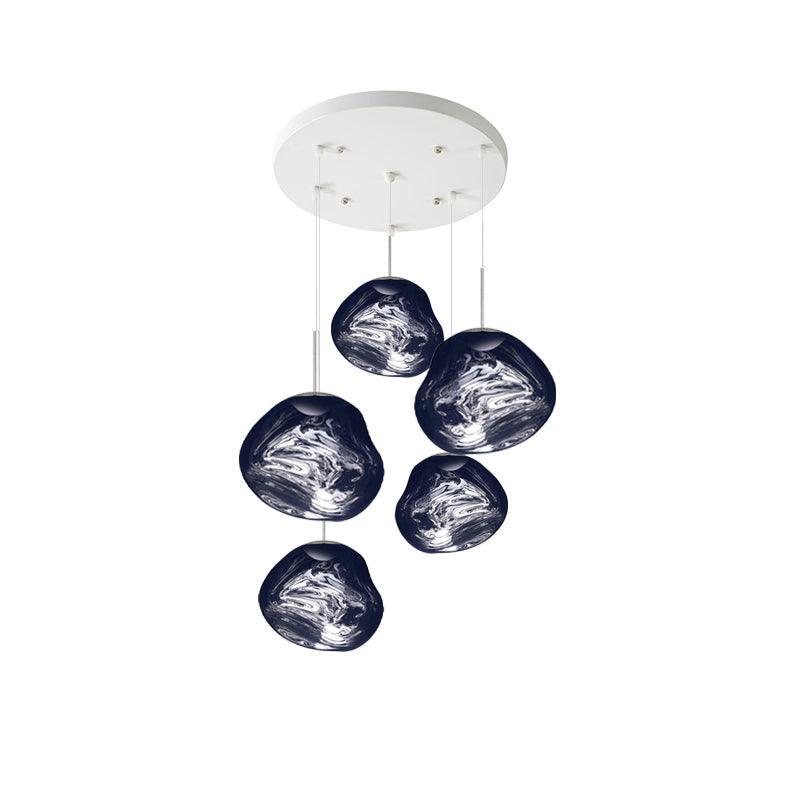 Multi Head Lava Melting Glass Pendant Light Round Ceiling Chandelier for Modern Interiors