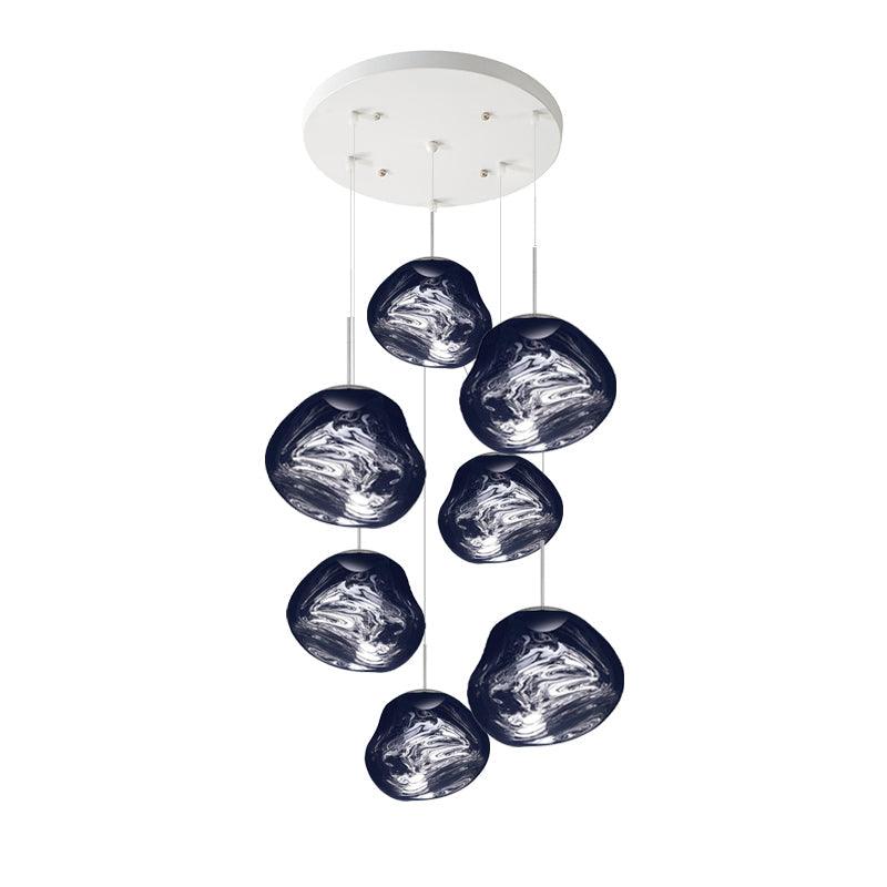 Multi Head Lava Melting Glass Pendant Light Round Ceiling Chandelier for Modern Interiors