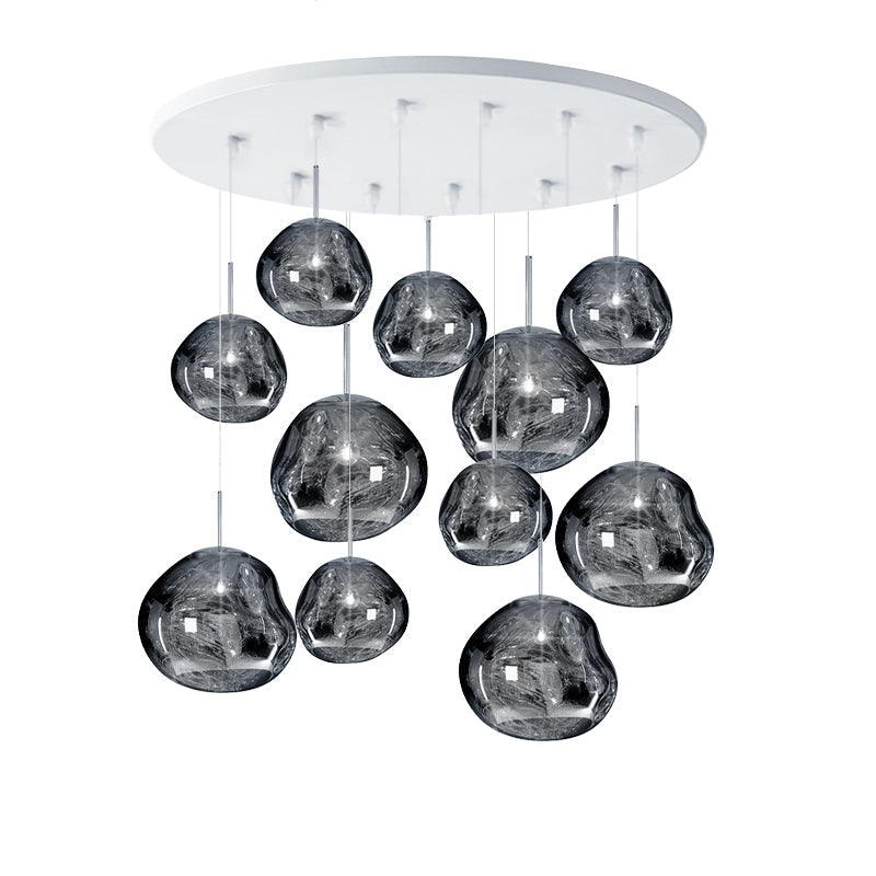 Multi Head Lava Melting Glass Pendant Light Round Ceiling Chandelier for Modern Interiors