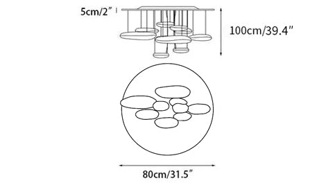 Modern Mercury Pebble LED Ceiling Lamp Sculptural Chrome Flush Mount Light Fixture