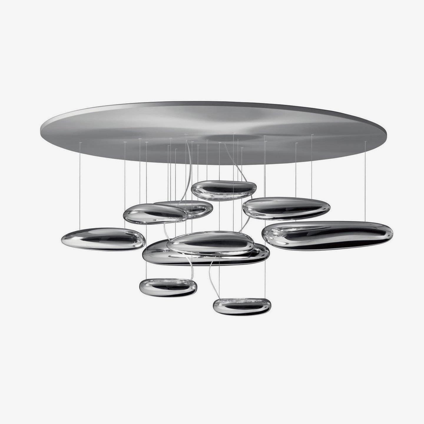 Modern Mercury Pebble LED Ceiling Lamp Sculptural Chrome Flush Mount Light Fixture