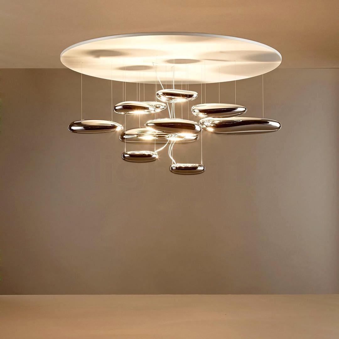 Modern Mercury Pebble LED Ceiling Lamp Sculptural Chrome Flush Mount Light Fixture