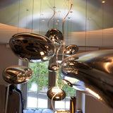 Modern Mercury Pebble LED Ceiling Lamp Sculptural Chrome Flush Mount Light Fixture