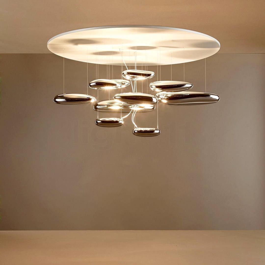 Modern Mercury Pebble LED Ceiling Lamp Sculptural Chrome Flush Mount Light Fixture