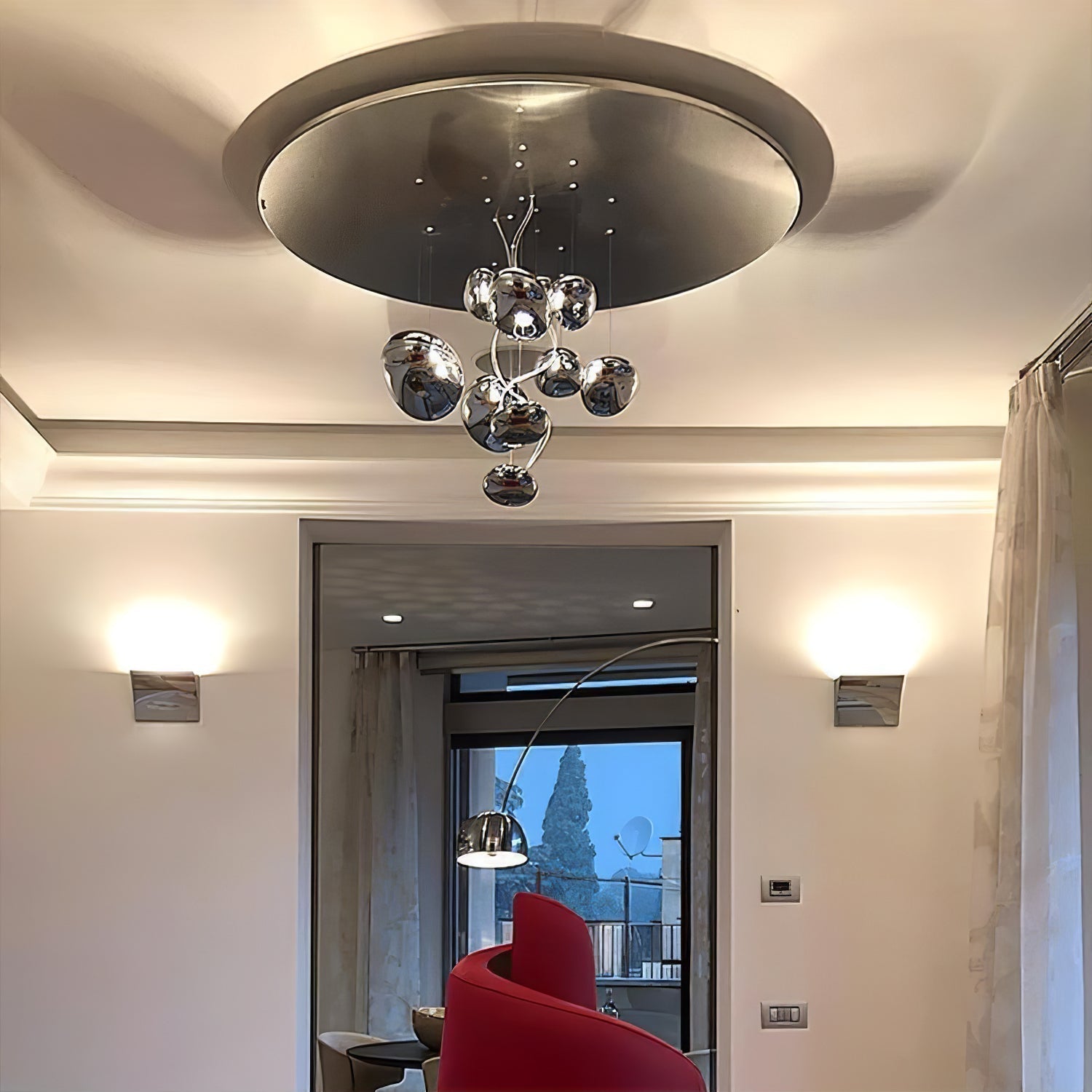 Modern Mercury Pebble LED Ceiling Lamp Sculptural Chrome Flush Mount Light Fixture