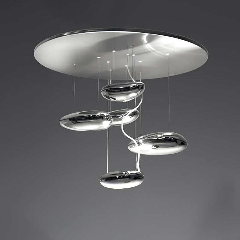 Modern Mercury Pebble LED Ceiling Lamp Sculptural Chrome Flush Mount Light Fixture